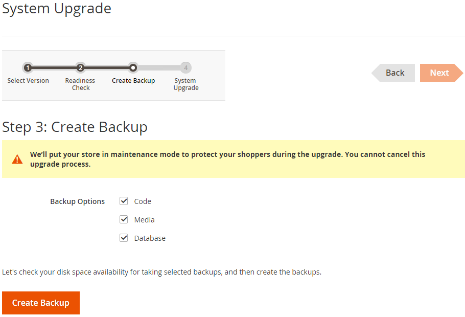 You can back up the Magento 2 file system, media directory, and database