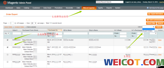 Magento 1x 订单批量导出，批量导入物流单号，自动快递查询，批量发货 WeiCot Tools集成插件